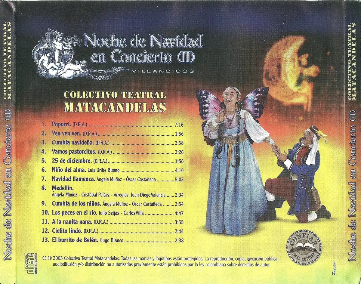 Contracarátula de Noche de Navidad en Concierto (II), con el listado de temas y los créditos