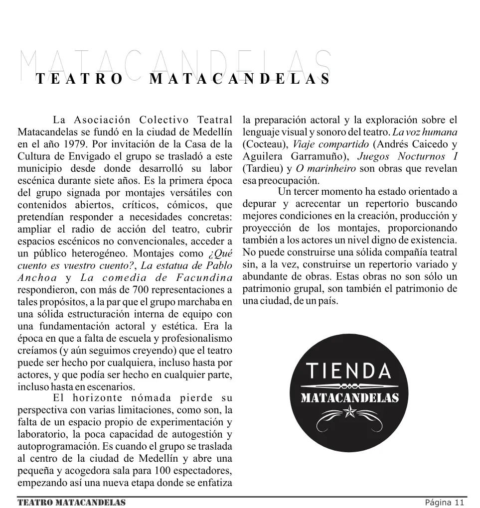 Página 11 del programa de mano de Perspectivas ulteriores