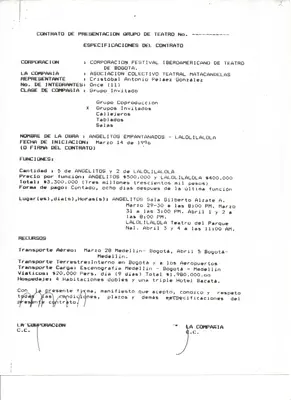 V Festival Iberoamericano de Teatro de Bogotá (1996) — pieza 15