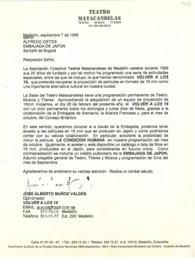 Correspondencia y trámites (1999–2001) — pieza 168